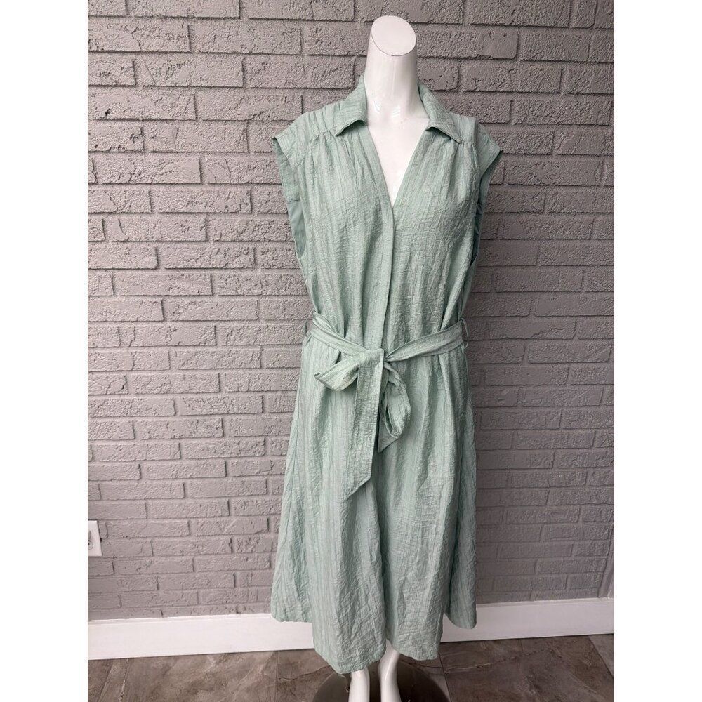 Umgee Women’s Textured / Crinkled Button Front Sleeveless Shirt Dress Size M